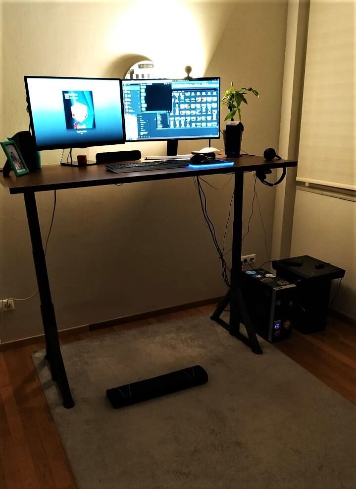 My desk in standing mode, 2021